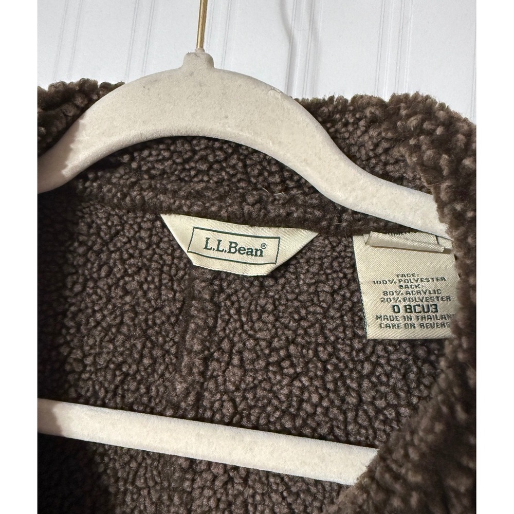 LL Bean Womens XL Faux Suede Shearling Sherpa Fleece Lined Vest Brown - Picture 5 of 7